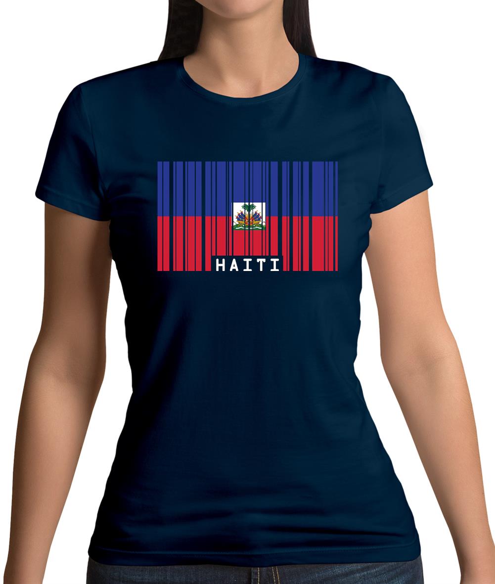 Haiti Barcode Style Flag Womens T-Shirt Haiti Barcode Style Flag Womens T-Shirt