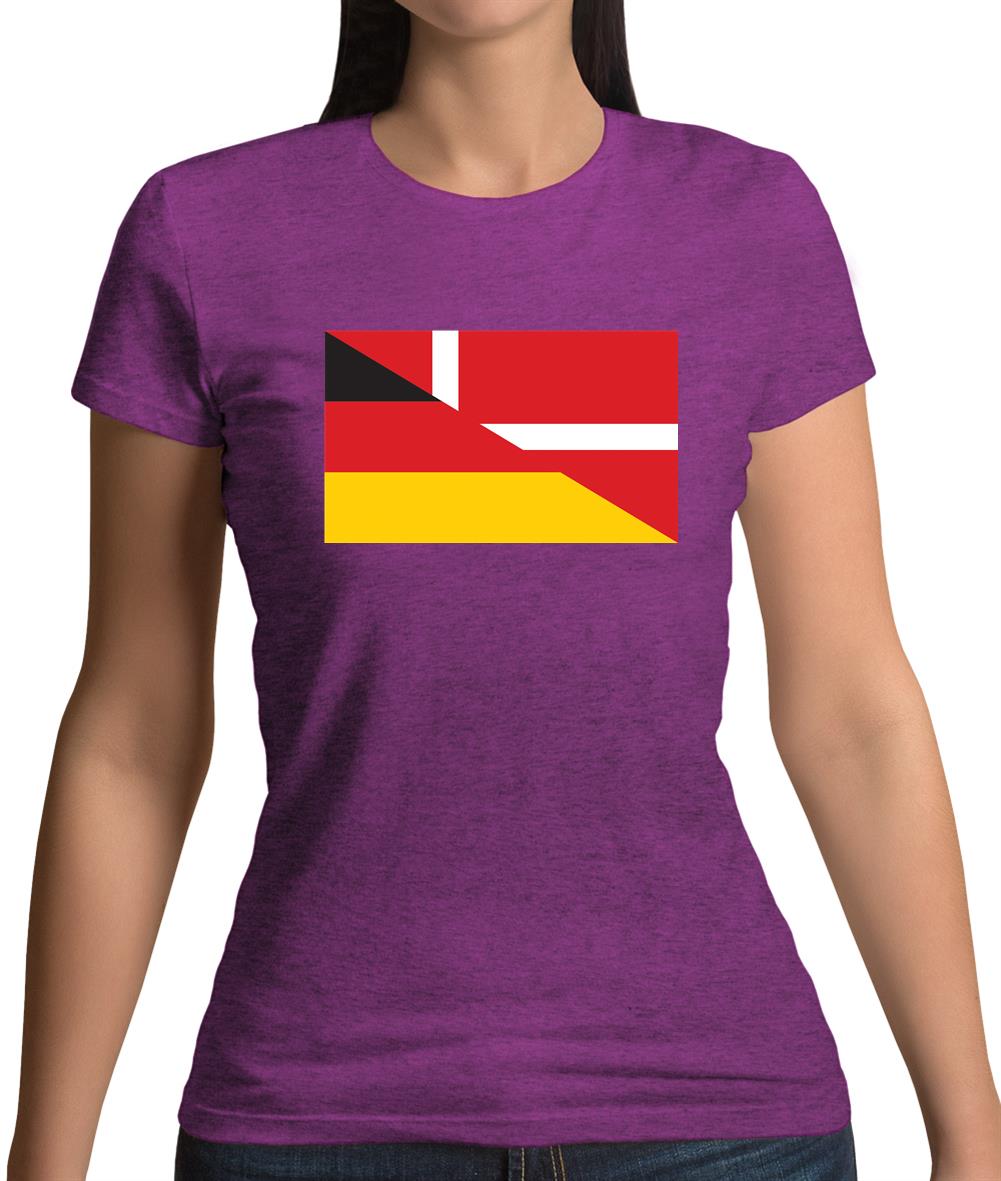 Half German Half Danish Flag Womens T-Shirt Half German Half Danish Flag Womens T-Shirt
