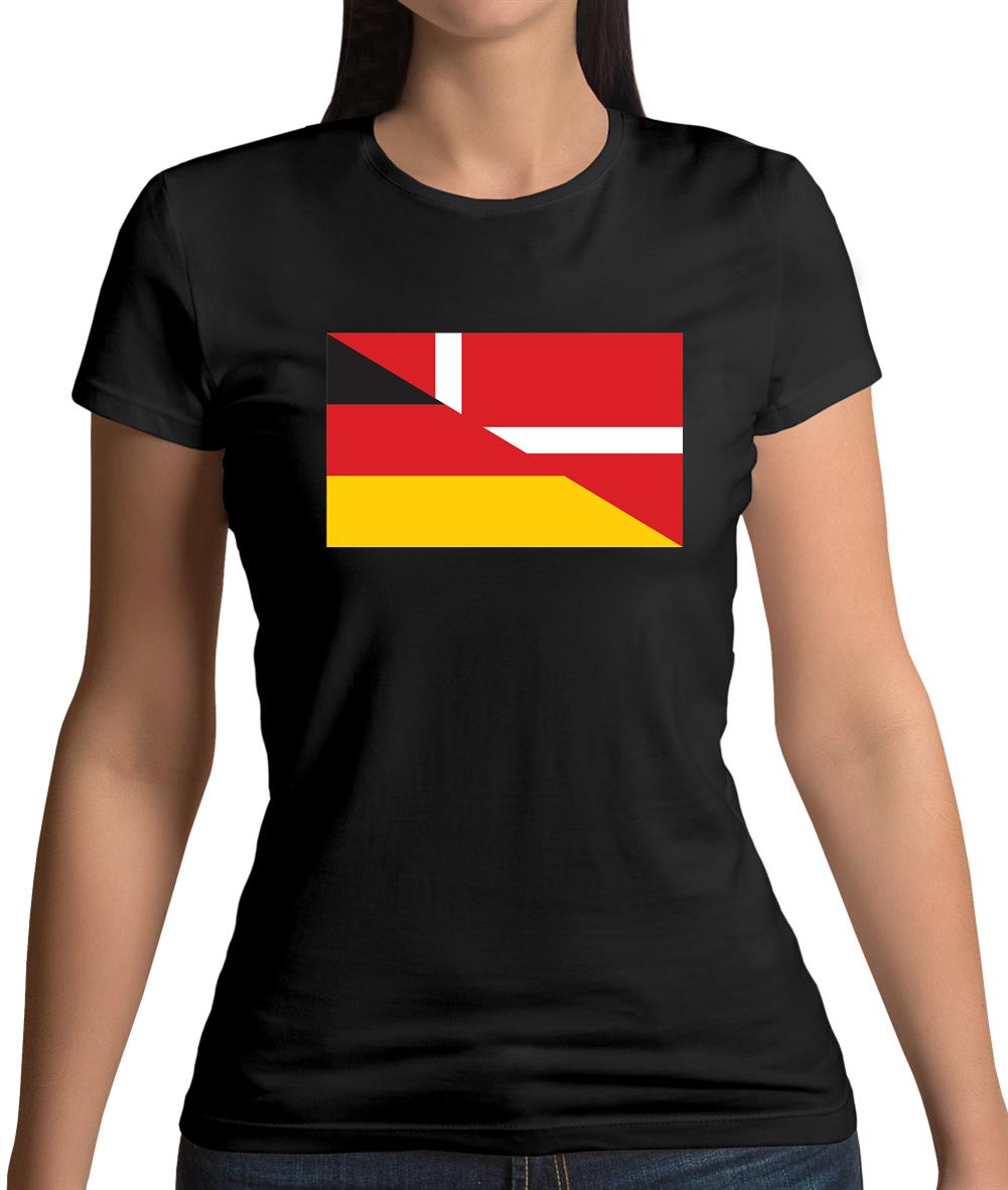 Half German Half Danish Flag Womens T-Shirt Half German Half Danish Flag Womens T-Shirt