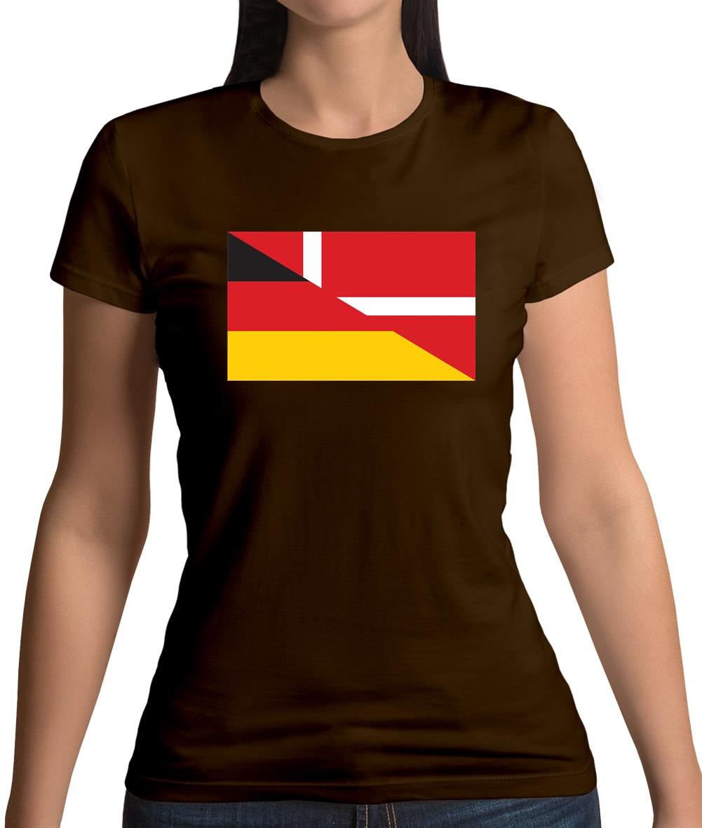 Half German Half Danish Flag Womens T-Shirt Half German Half Danish Flag Womens T-Shirt