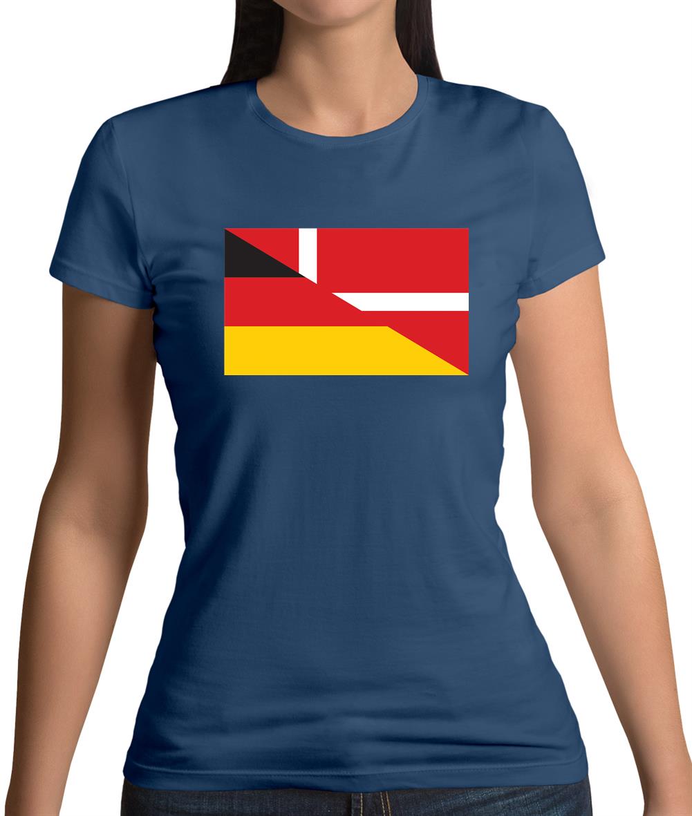 Half German Half Danish Flag Womens T-Shirt Half German Half Danish Flag Womens T-Shirt