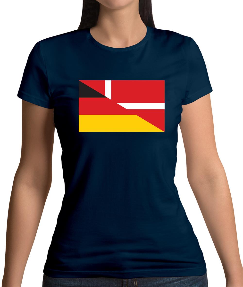 Half German Half Danish Flag Womens T-Shirt Half German Half Danish Flag Womens T-Shirt