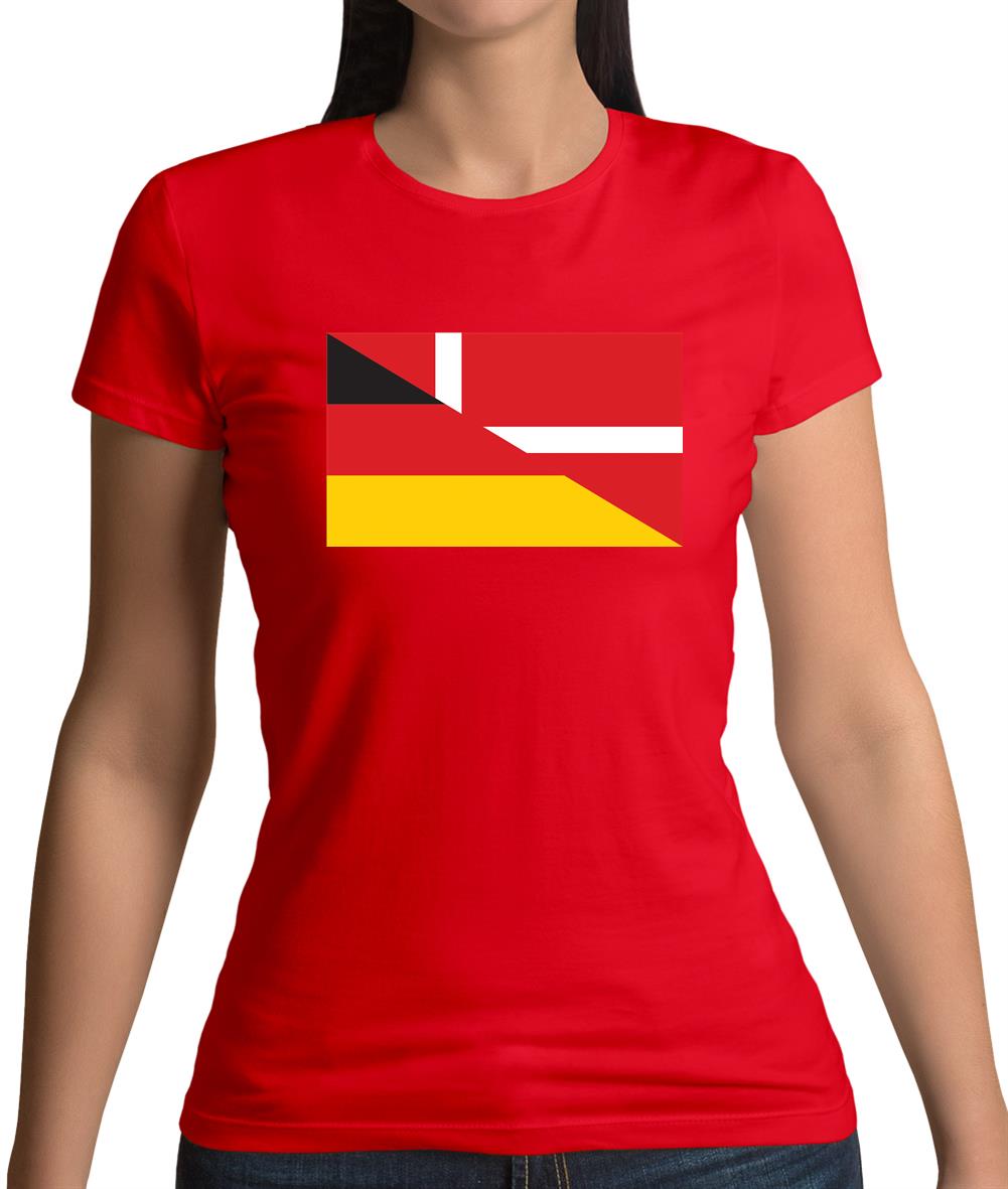 Half German Half Danish Flag Womens T-Shirt Half German Half Danish Flag Womens T-Shirt