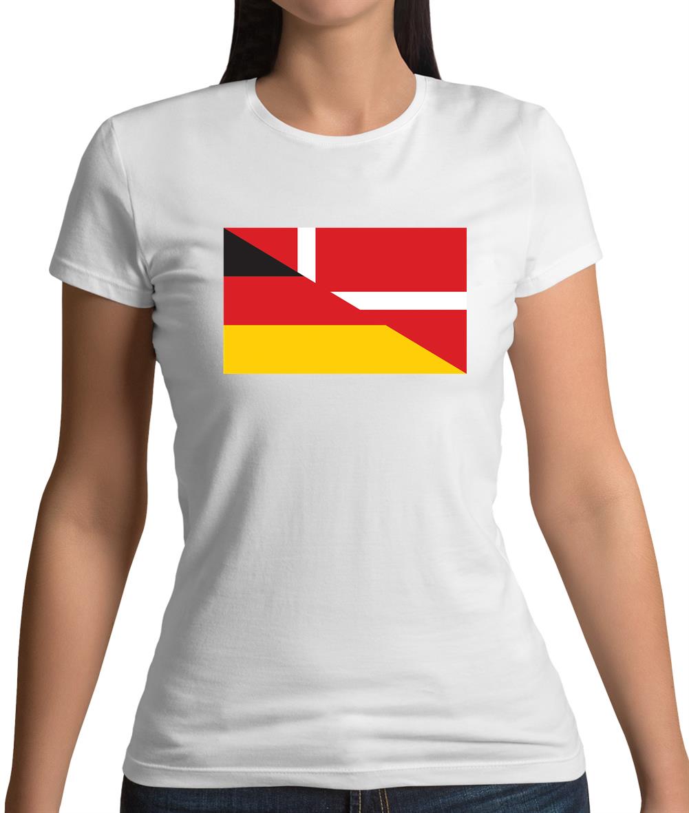 Half German Half Danish Flag Womens T-Shirt Half German Half Danish Flag Womens T-Shirt