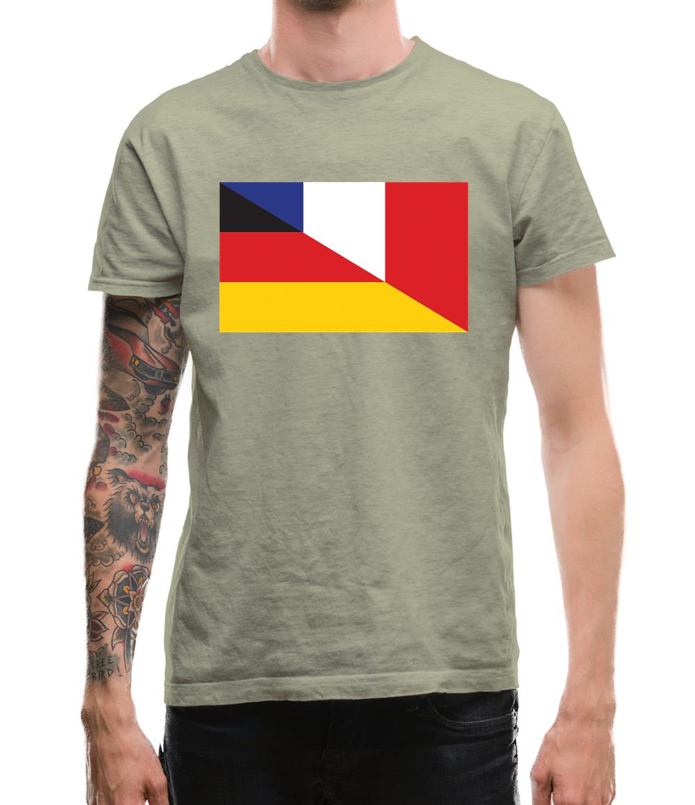 Half German Half French Flag Mens T-Shirt Half German Half French Flag Mens T-Shirt