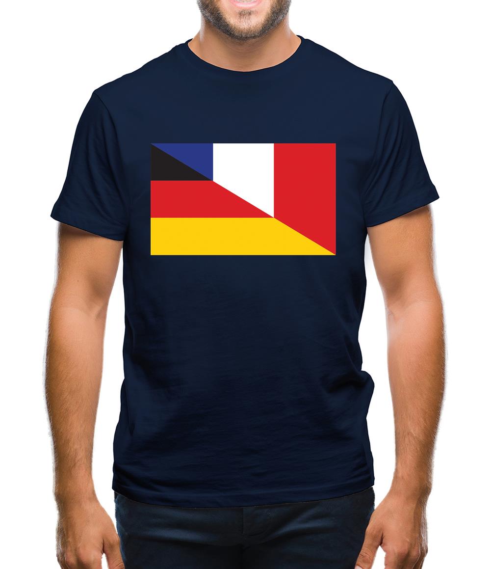 Half German Half French Flag Mens T-Shirt Half German Half French Flag Mens T-Shirt