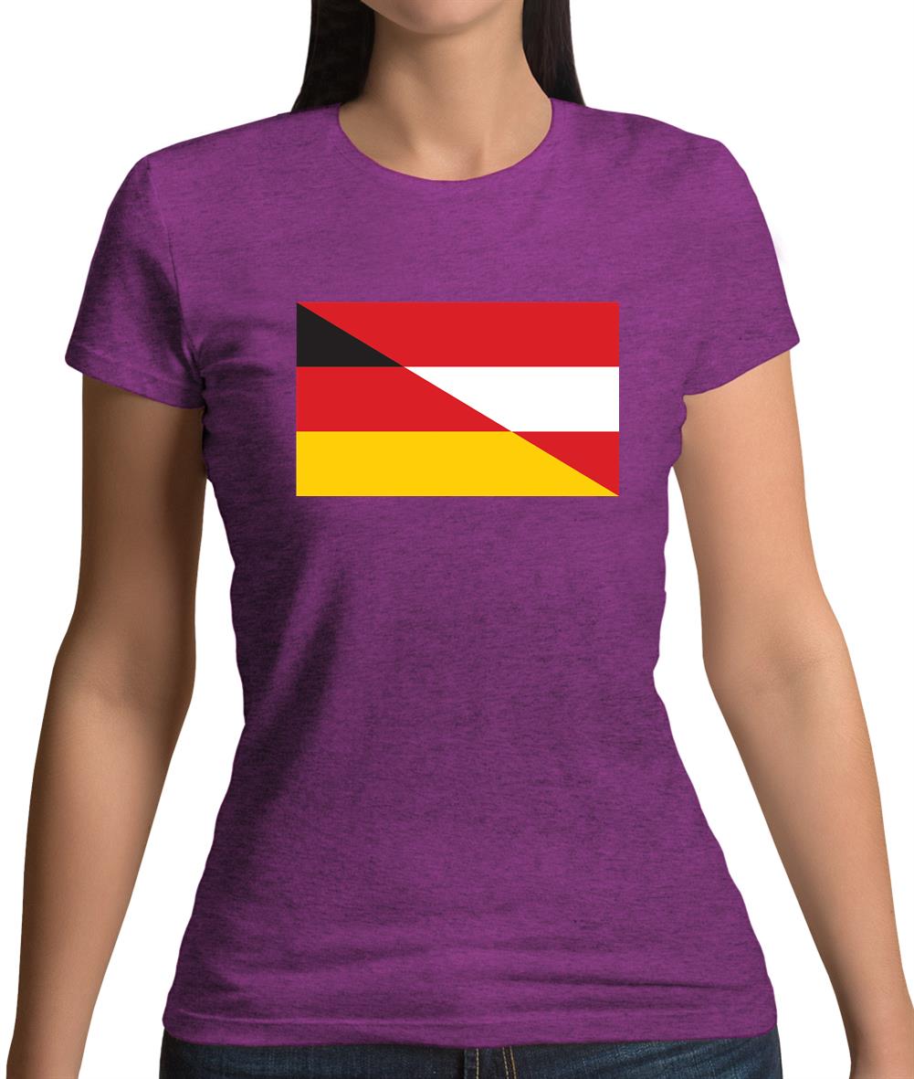 Half German Half Austrian Flag Womens T-Shirt Half German Half Austrian Flag Womens T-Shirt