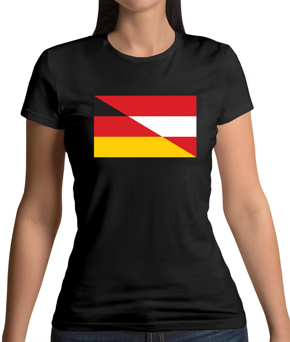 Half German Half Austrian Flag Womens T-Shirt Half German Half Austrian Flag Womens T-Shirt