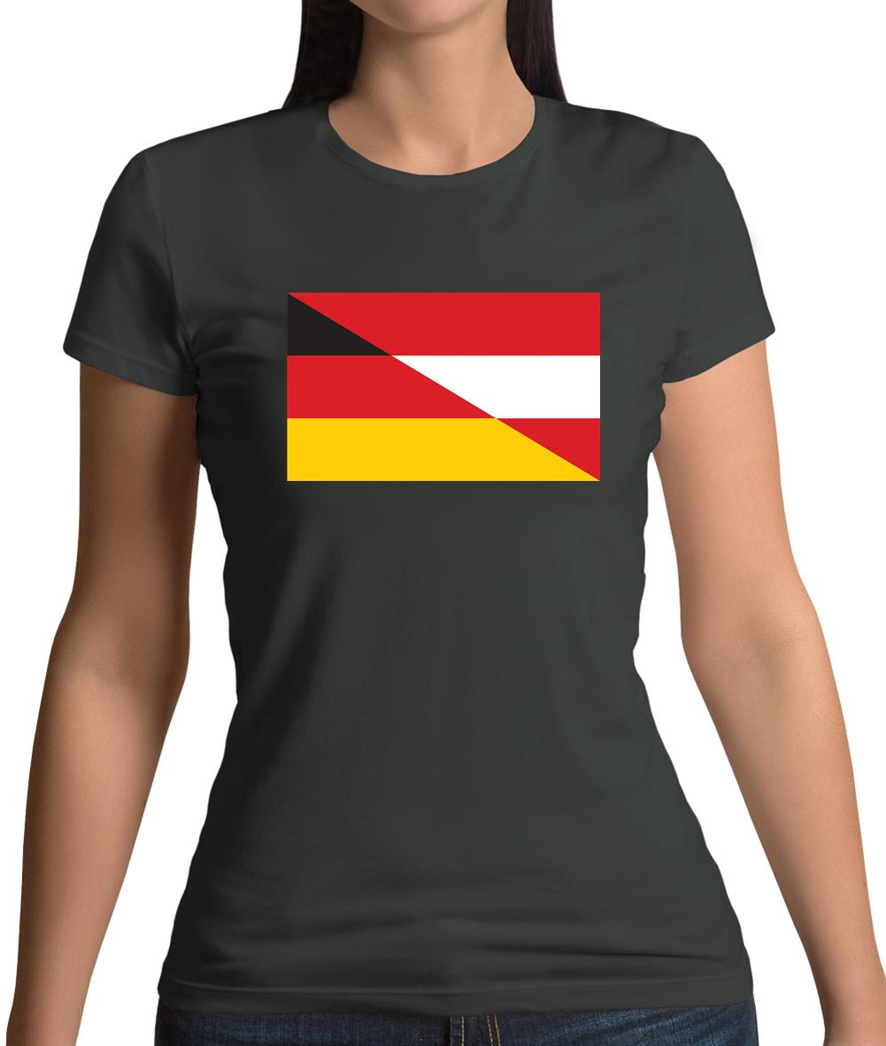Half German Half Austrian Flag Womens T-Shirt Half German Half Austrian Flag Womens T-Shirt