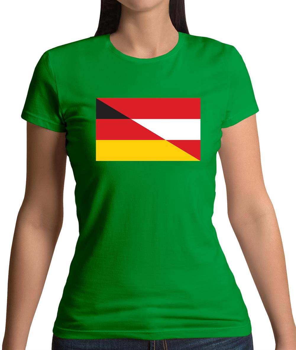 Half German Half Austrian Flag Womens T-Shirt Half German Half Austrian Flag Womens T-Shirt