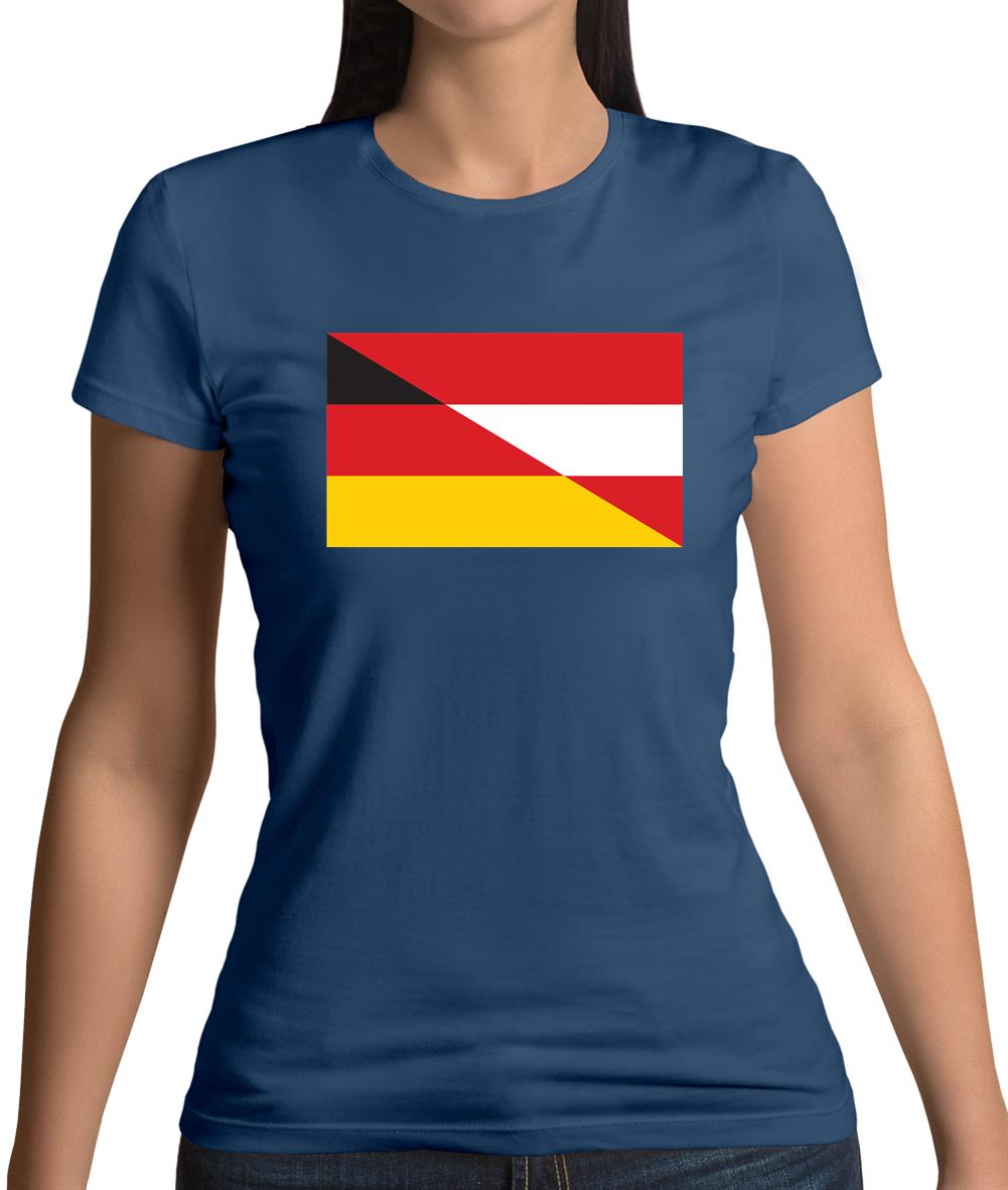 Half German Half Austrian Flag Womens T-Shirt Half German Half Austrian Flag Womens T-Shirt