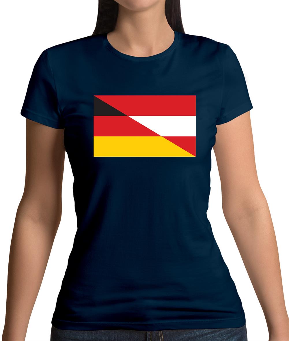Half German Half Austrian Flag Womens T-Shirt Half German Half Austrian Flag Womens T-Shirt