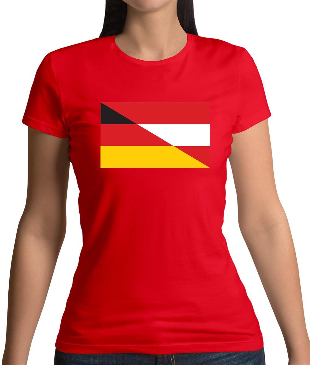 Half German Half Austrian Flag Womens T-Shirt Half German Half Austrian Flag Womens T-Shirt