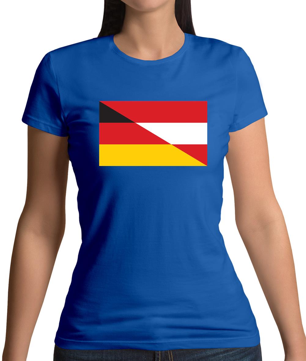 Half German Half Austrian Flag Womens T-Shirt Half German Half Austrian Flag Womens T-Shirt