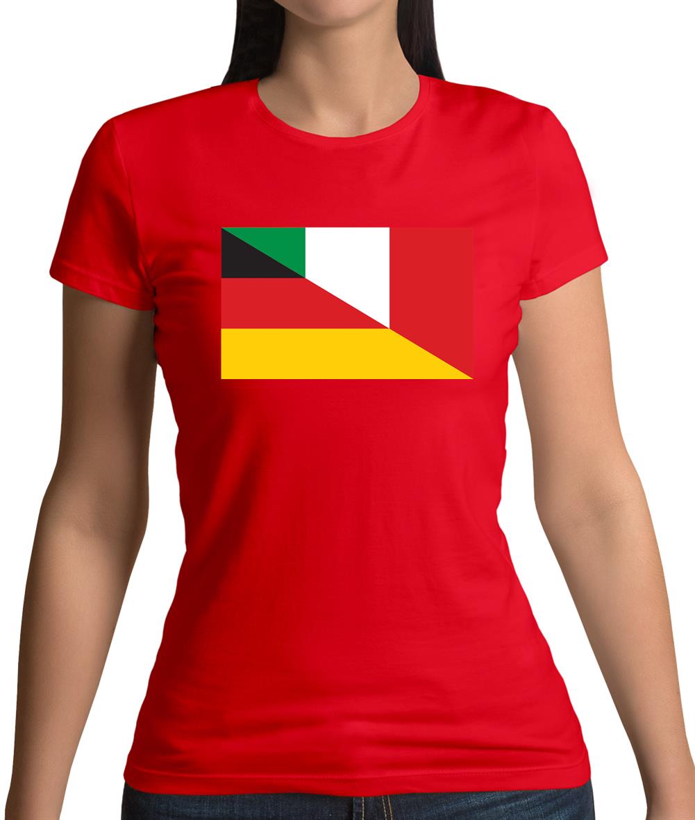 Half German Half Italian Flag Womens T-Shirt Half German Half Italian Flag Womens T-Shirt