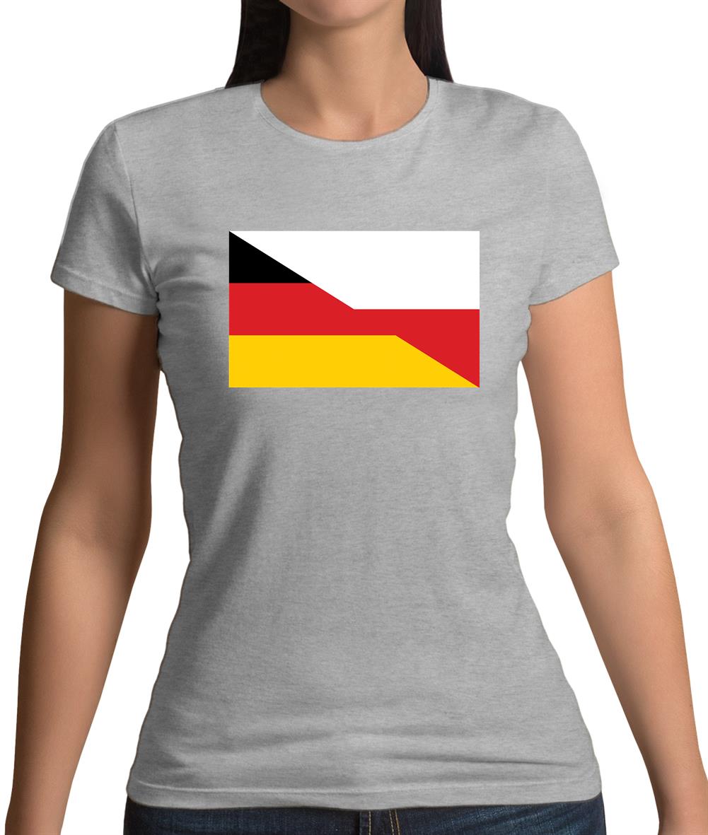 Half German Half Polish Flag Womens T-Shirt Half German Half Polish Flag Womens T-Shirt