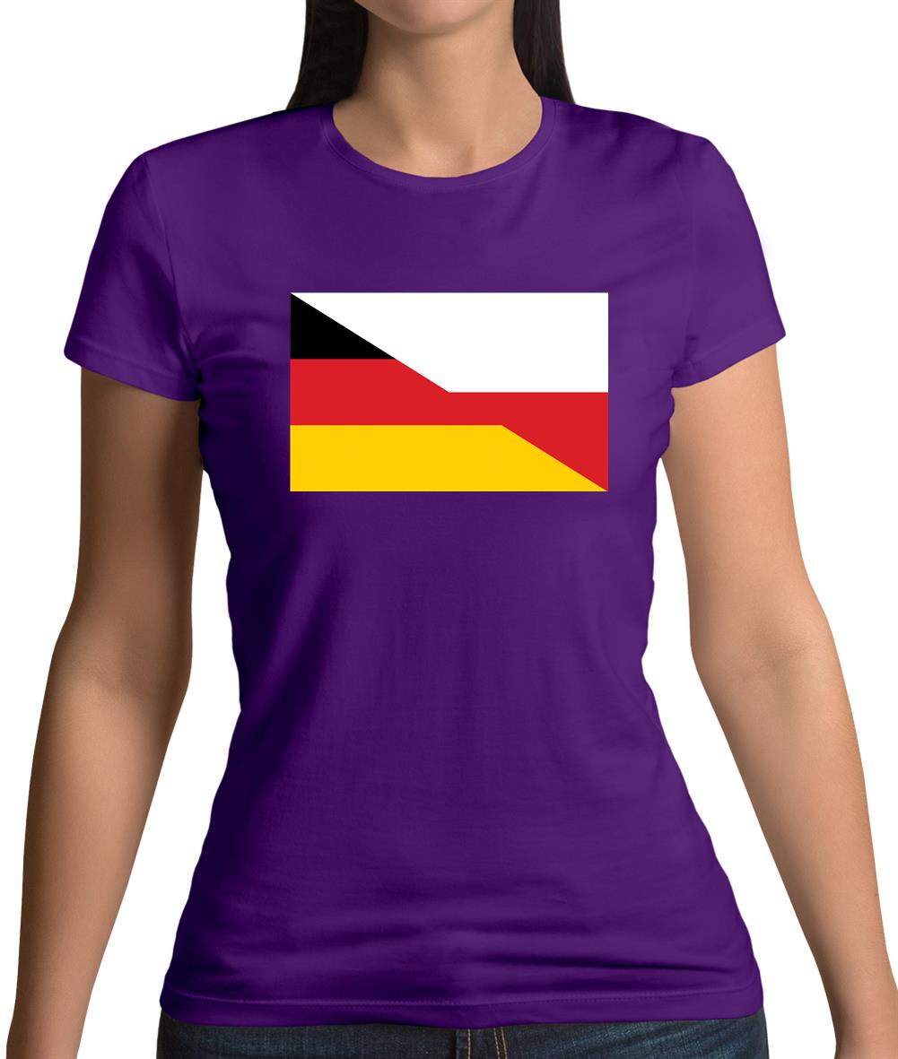 Half German Half Polish Flag Womens T-Shirt Half German Half Polish Flag Womens T-Shirt