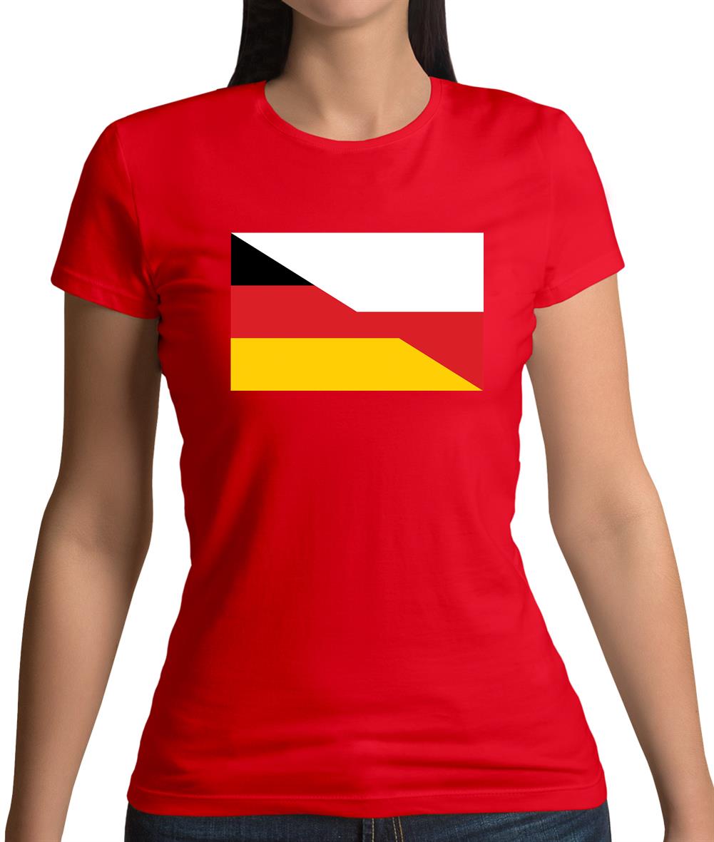 Half German Half Polish Flag Womens T-Shirt Half German Half Polish Flag Womens T-Shirt
