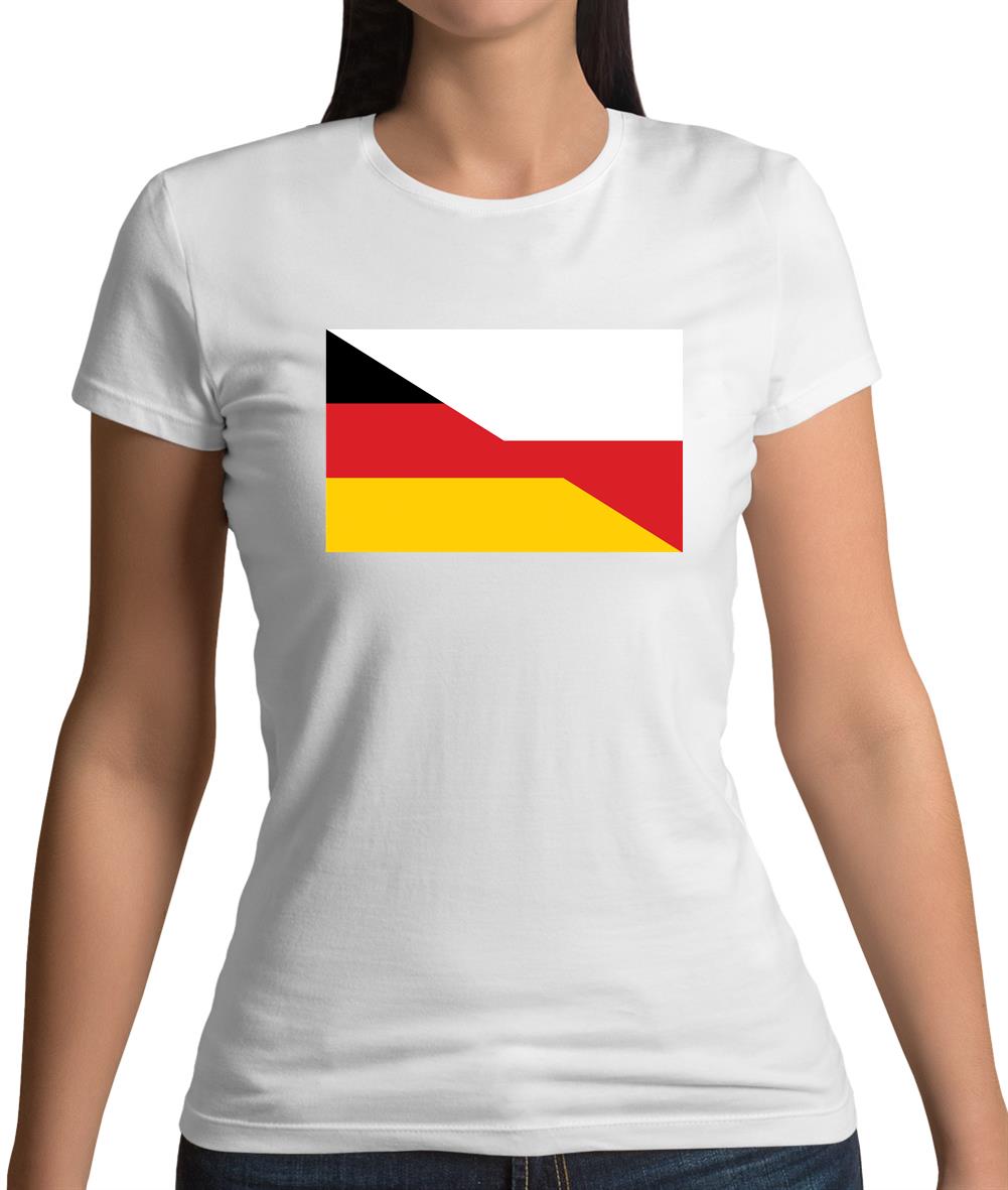 Half German Half Polish Flag Womens T-Shirt Half German Half Polish Flag Womens T-Shirt