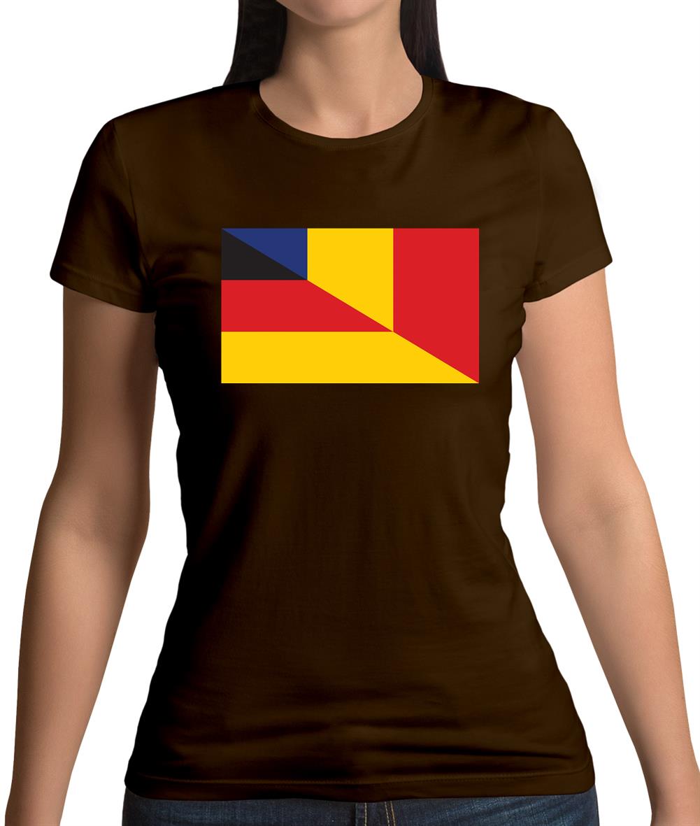 Half German Half Romanian Flag Womens T-Shirt Half German Half Romanian Flag Womens T-Shirt