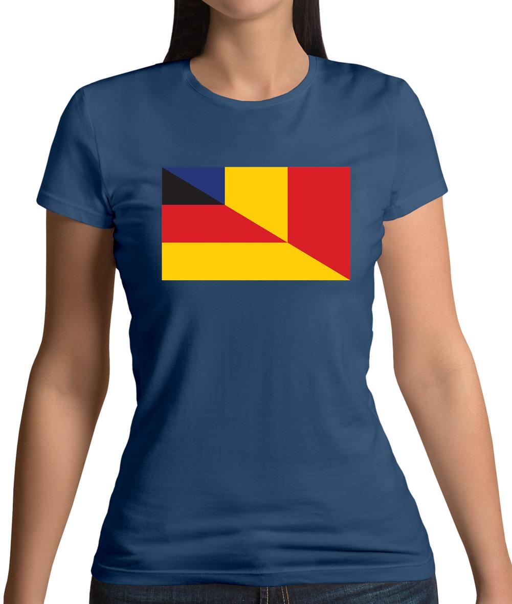 Half German Half Romanian Flag Womens T-Shirt Half German Half Romanian Flag Womens T-Shirt