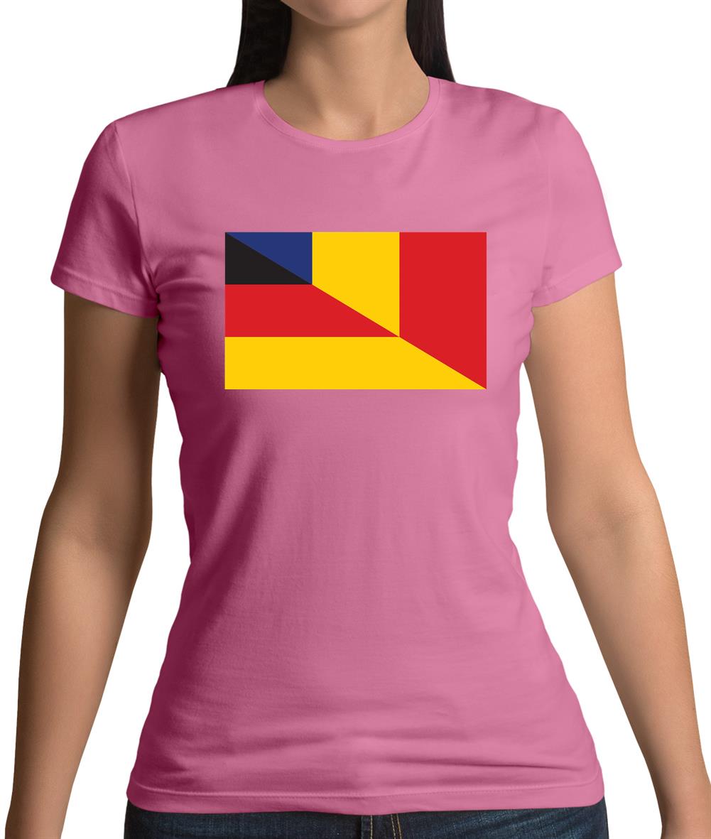 Half German Half Romanian Flag Womens T-Shirt Half German Half Romanian Flag Womens T-Shirt