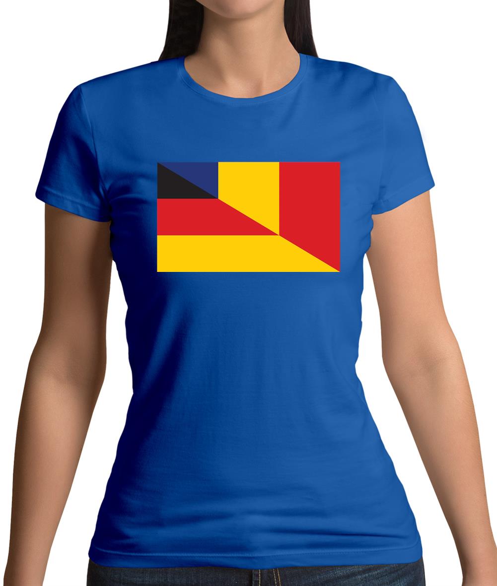 Half German Half Romanian Flag Womens T-Shirt Half German Half Romanian Flag Womens T-Shirt