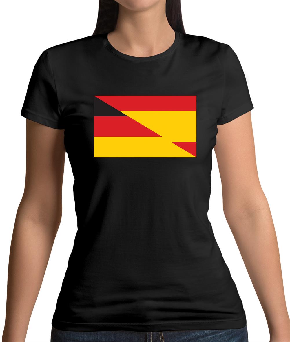 Half German Half Spanish Flag Womens T-Shirt Half German Half Spanish Flag Womens T-Shirt