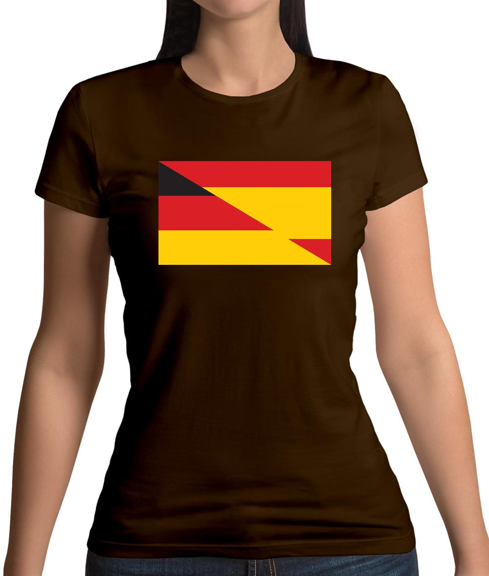 Half German Half Spanish Flag Womens T-Shirt Half German Half Spanish Flag Womens T-Shirt