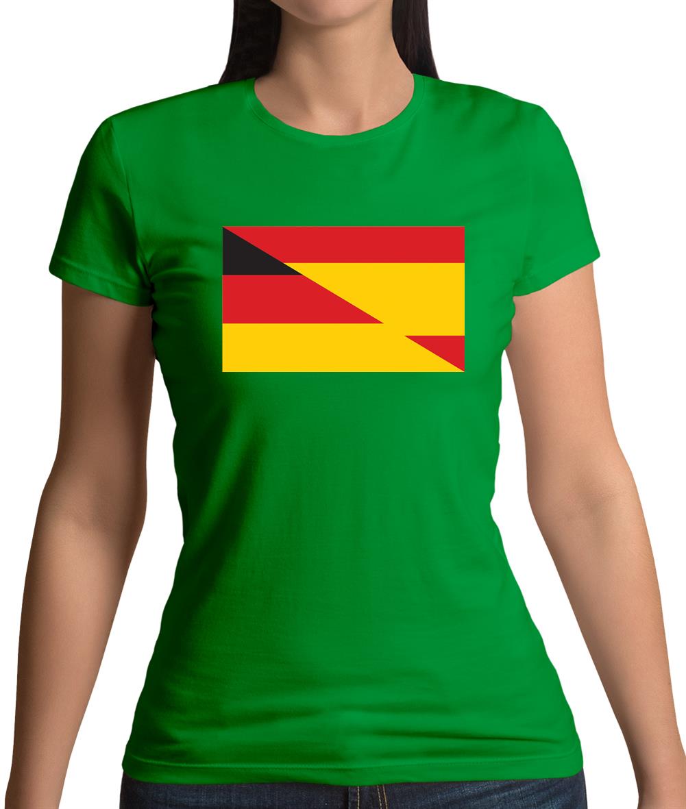 Half German Half Spanish Flag Womens T-Shirt Half German Half Spanish Flag Womens T-Shirt