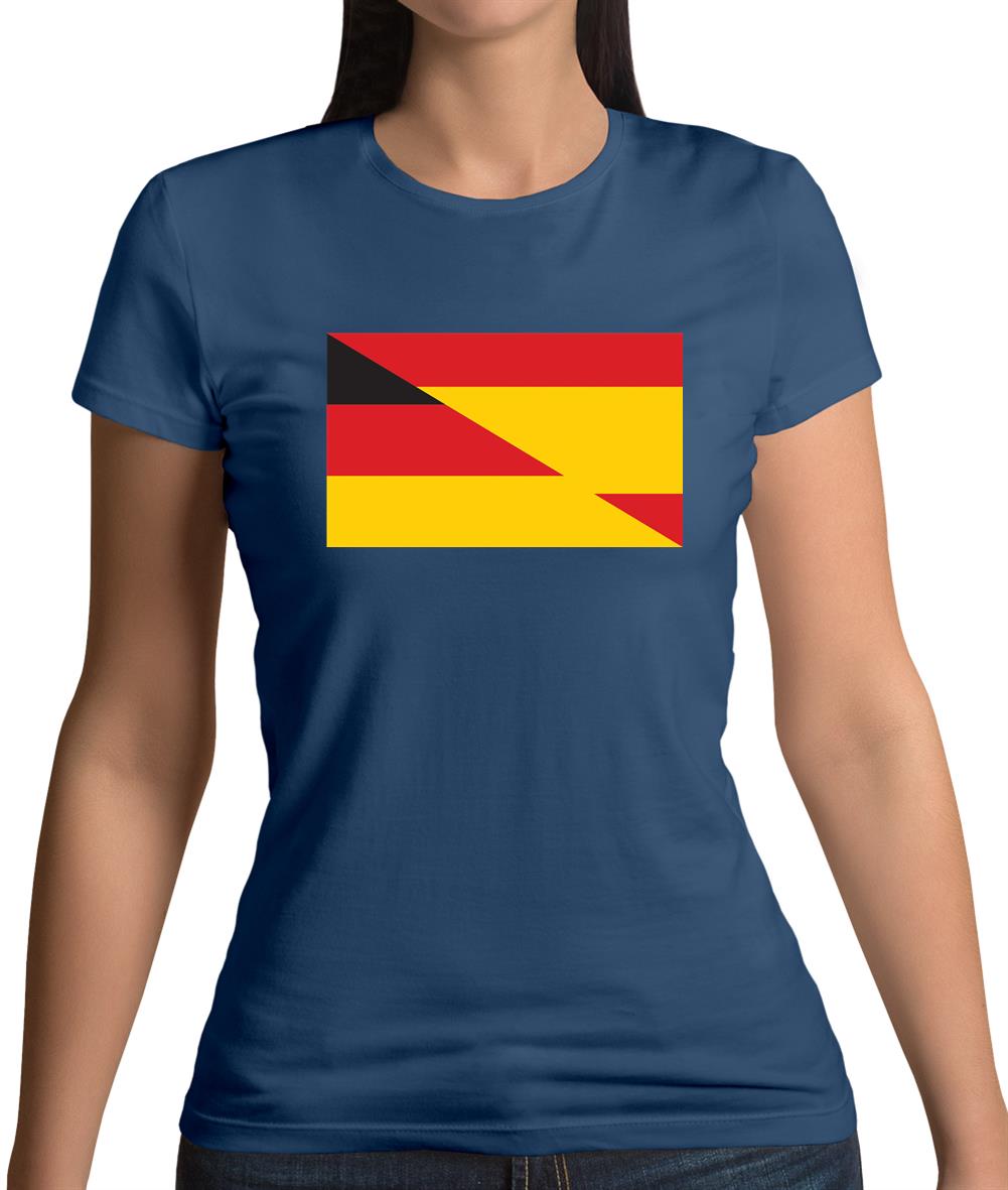 Half German Half Spanish Flag Womens T-Shirt Half German Half Spanish Flag Womens T-Shirt