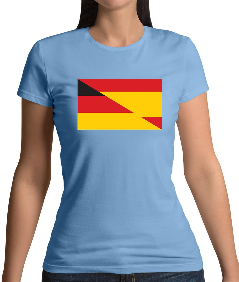 Half German Half Spanish Flag Womens T-Shirt Half German Half Spanish Flag Womens T-Shirt