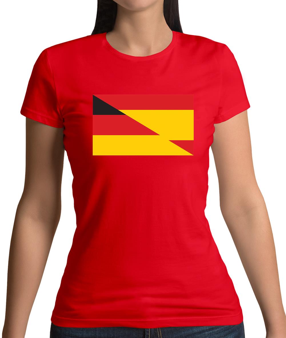 Half German Half Spanish Flag Womens T-Shirt Half German Half Spanish Flag Womens T-Shirt