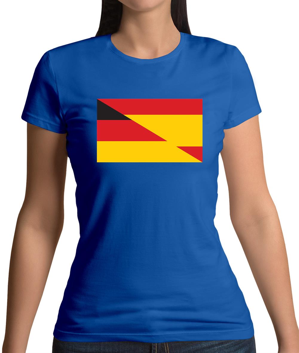 Half German Half Spanish Flag Womens T-Shirt Half German Half Spanish Flag Womens T-Shirt