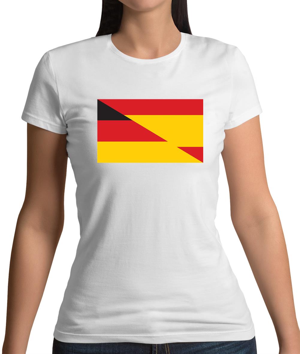 Half German Half Spanish Flag Womens T-Shirt Half German Half Spanish Flag Womens T-Shirt