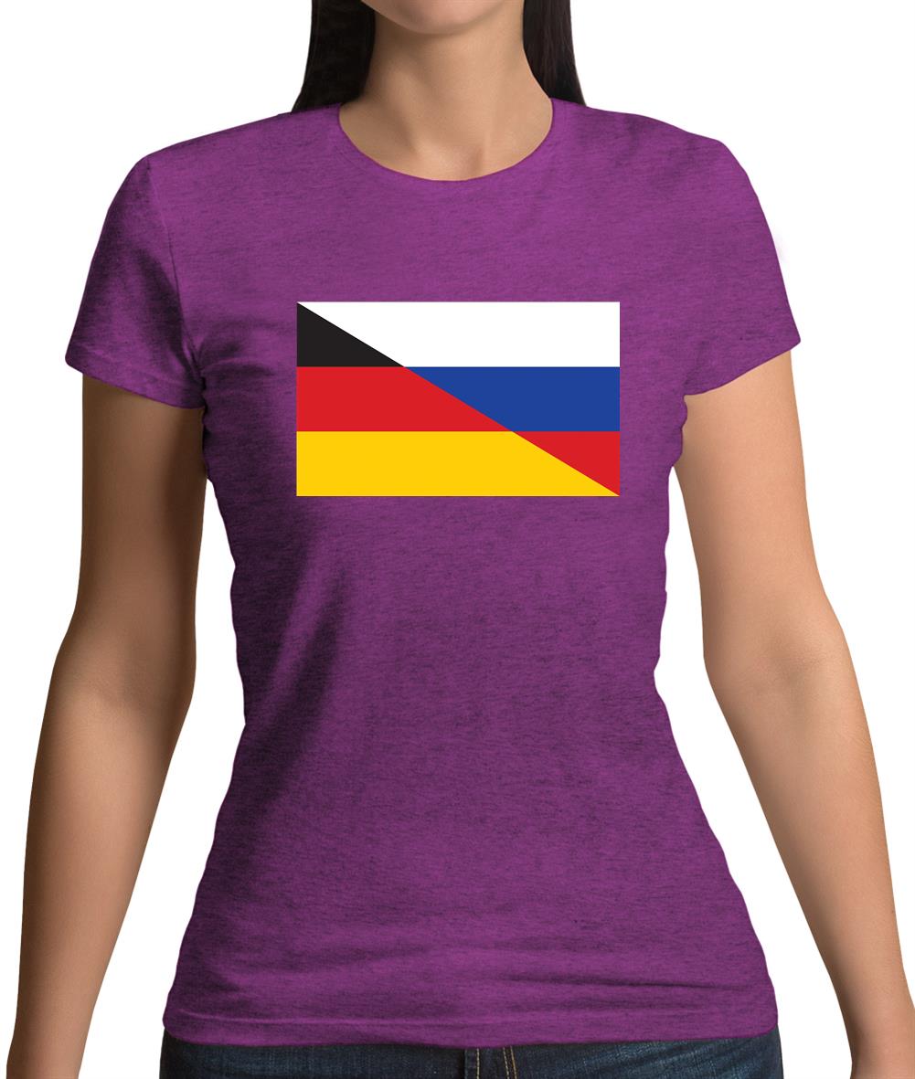 Half German Half Russian Flag Womens T-Shirt Half German Half Russian Flag Womens T-Shirt
