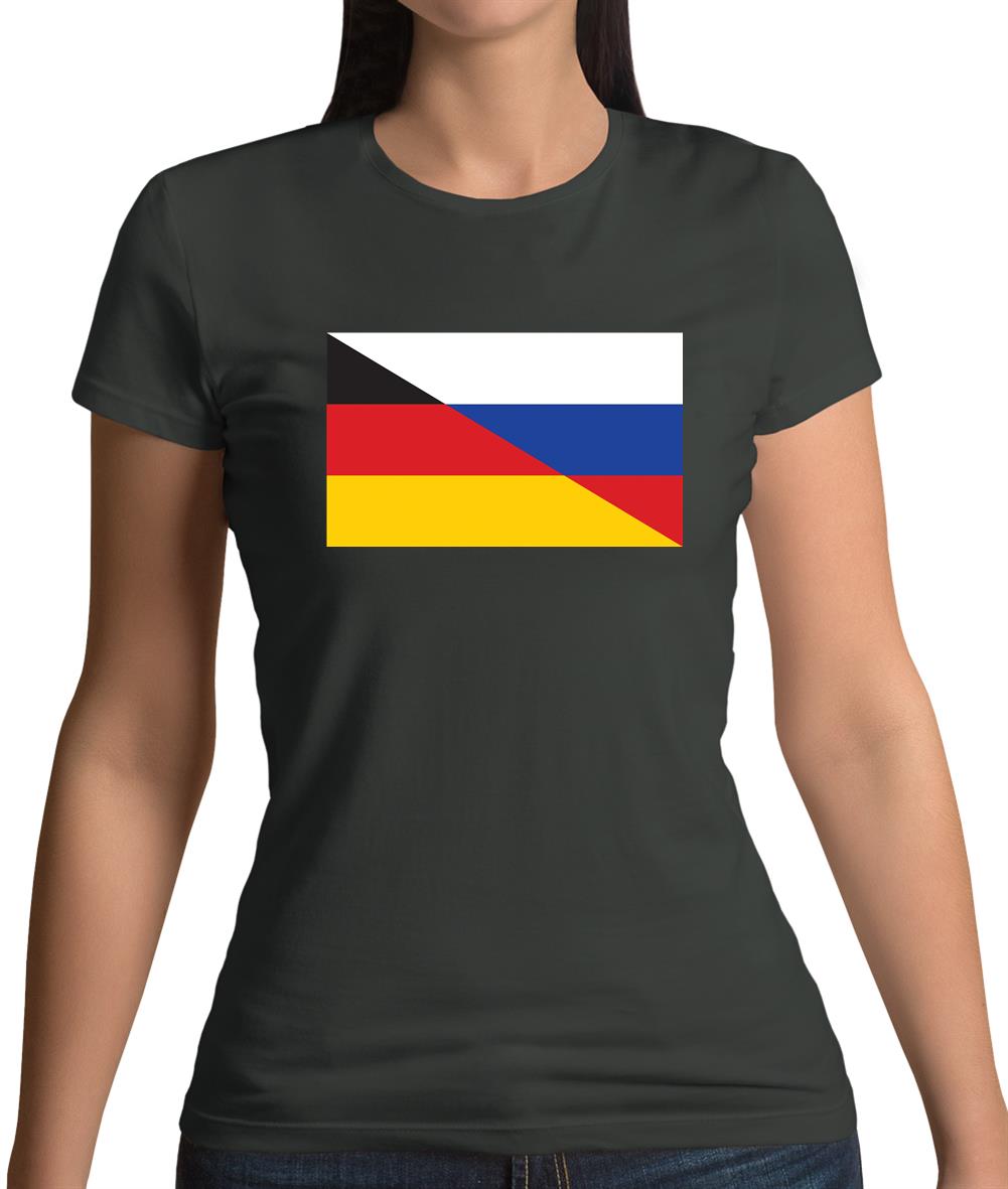 Half German Half Russian Flag Womens T-Shirt Half German Half Russian Flag Womens T-Shirt