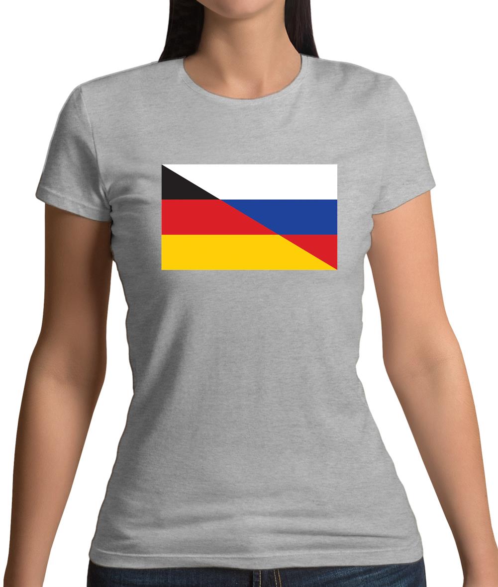 Half German Half Russian Flag Womens T-Shirt Half German Half Russian Flag Womens T-Shirt