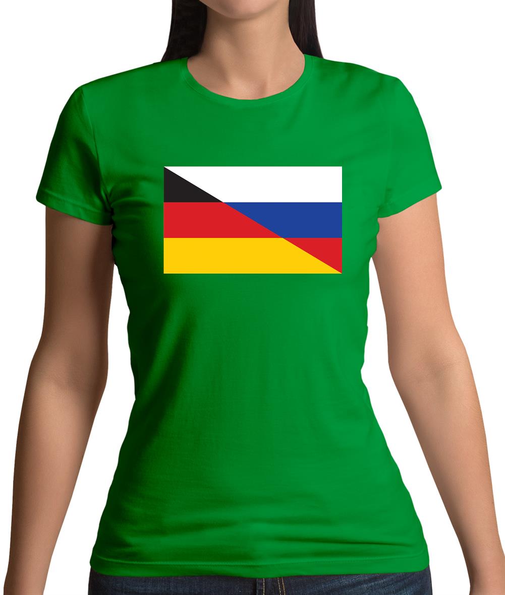 Half German Half Russian Flag Womens T-Shirt Half German Half Russian Flag Womens T-Shirt