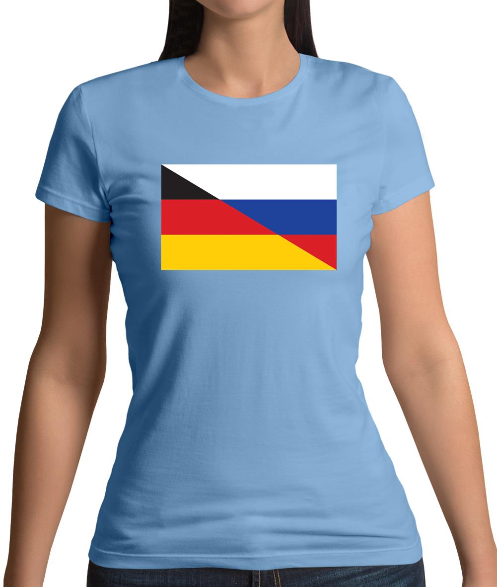 Half German Half Russian Flag Womens T-Shirt Half German Half Russian Flag Womens T-Shirt