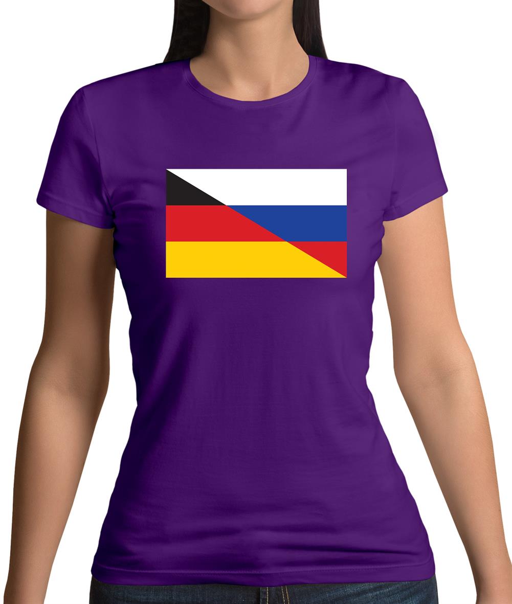 Half German Half Russian Flag Womens T-Shirt Half German Half Russian Flag Womens T-Shirt