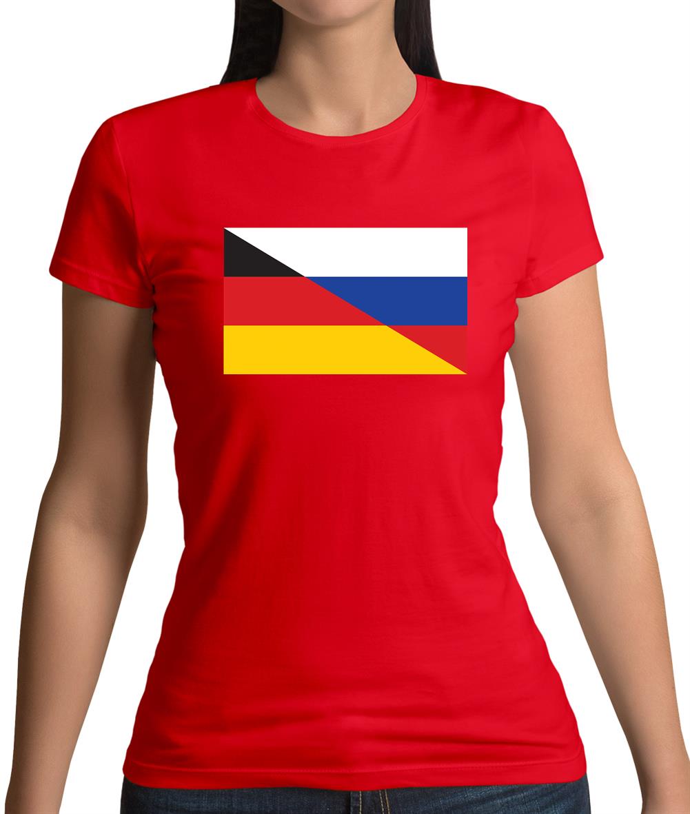 Half German Half Russian Flag Womens T-Shirt Half German Half Russian Flag Womens T-Shirt