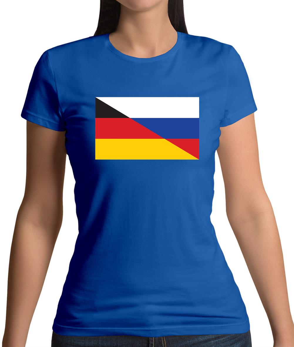 Half German Half Russian Flag Womens T-Shirt