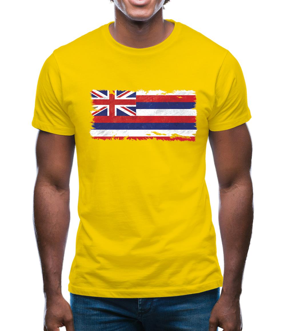 Hawaii Grunge Style Flag Mens T-Shirt