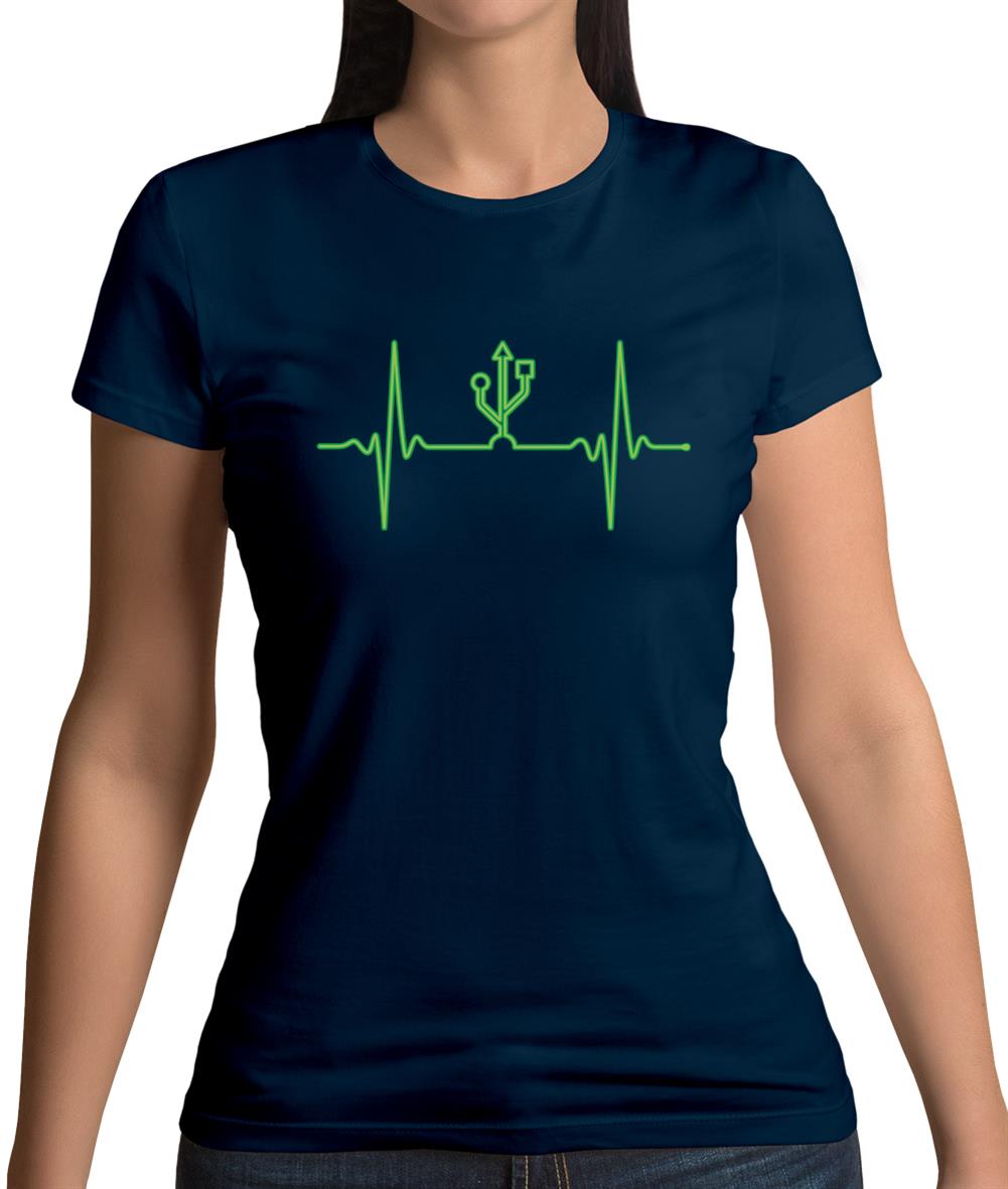 Heartbeat Usb Womens T-Shirt Heartbeat Usb Womens T-Shirt
