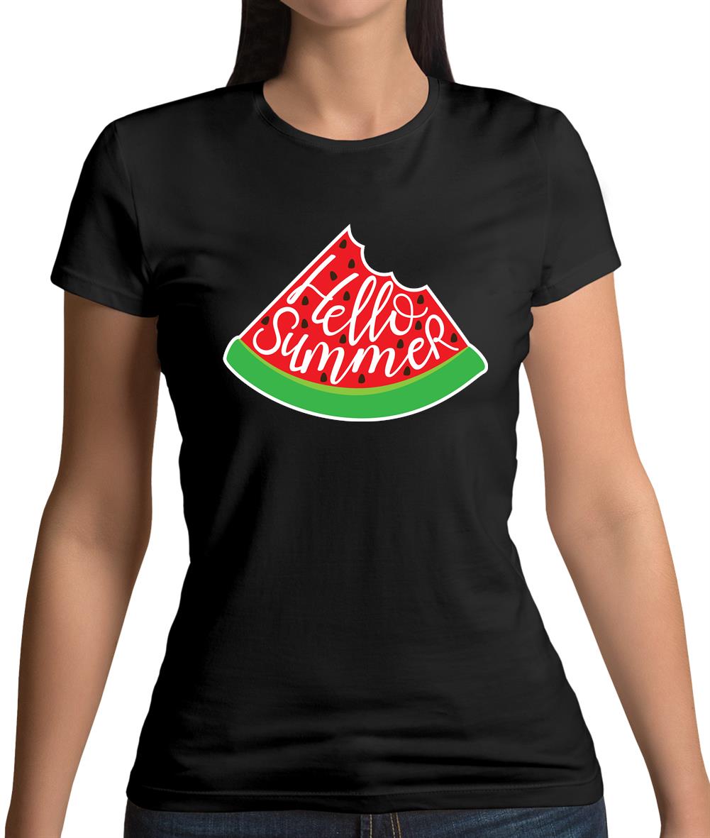 Hello Summer Watermelon Womens T-Shirt Hello Summer Watermelon Womens T-Shirt