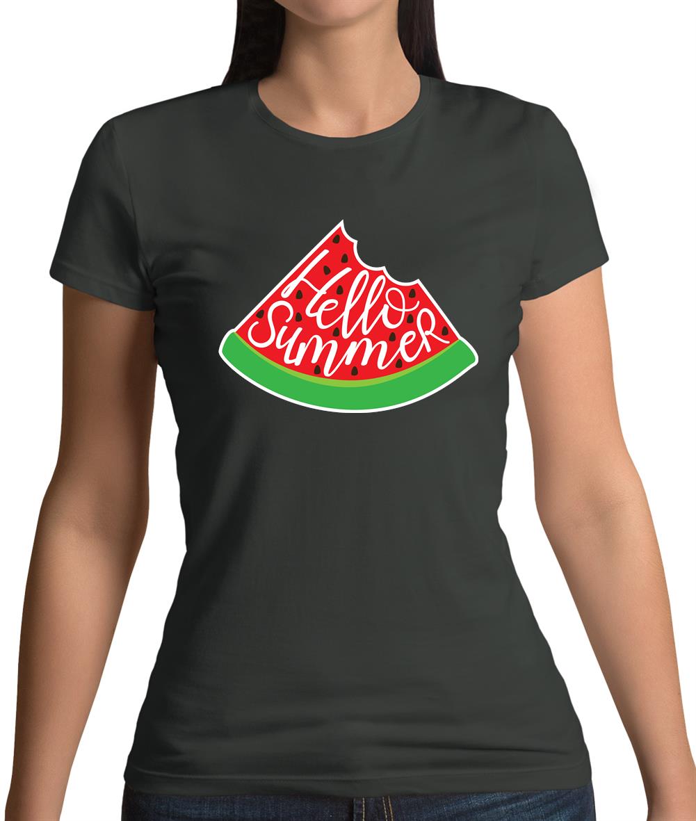 Hello Summer Watermelon Womens T-Shirt Hello Summer Watermelon Womens T-Shirt