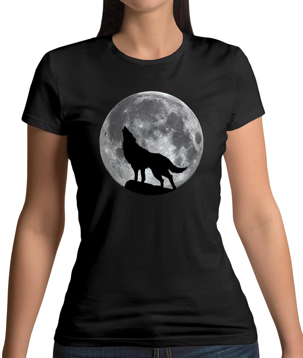 Dressdown Wolf Moon Silhouette Womens T-Shirt Dressdown Wolf Moon Silhouette Womens T-Shirt