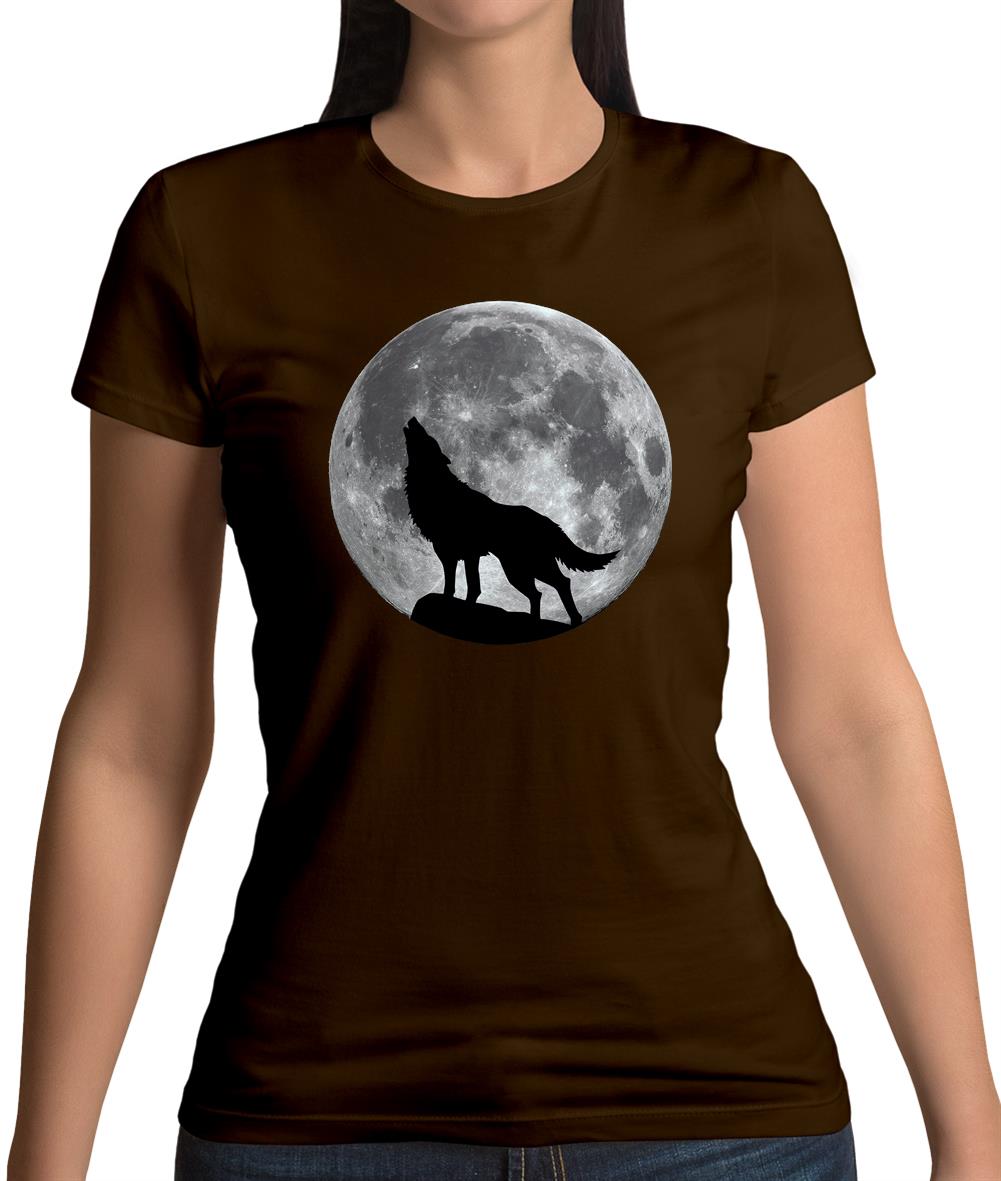 Dressdown Wolf Moon Silhouette Womens T-Shirt Dressdown Wolf Moon Silhouette Womens T-Shirt
