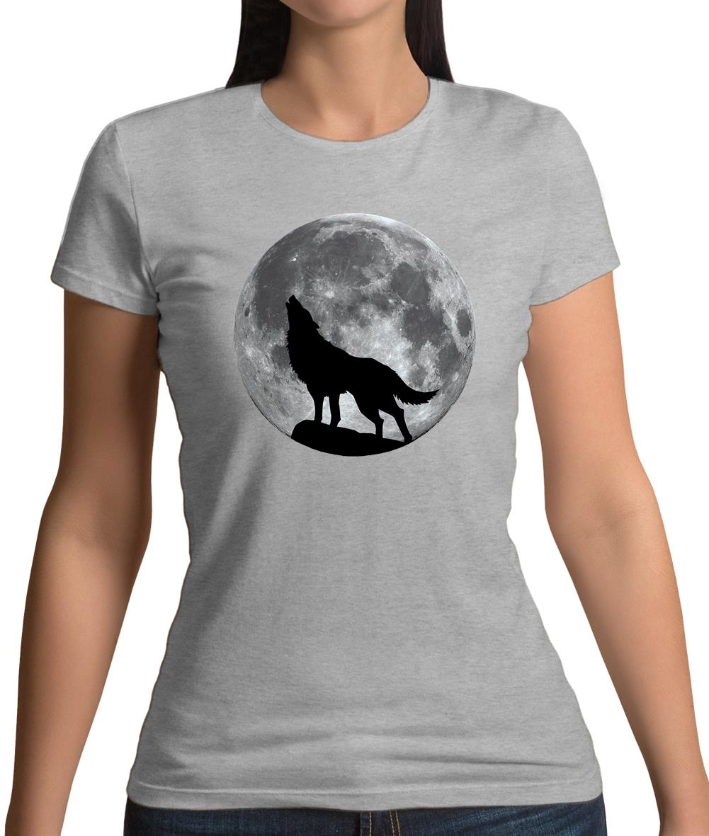 Dressdown Wolf Moon Silhouette Womens T-Shirt Dressdown Wolf Moon Silhouette Womens T-Shirt